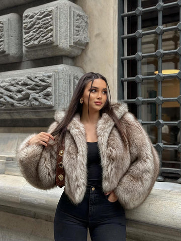 Cropped Plush Faux Fur Jacket