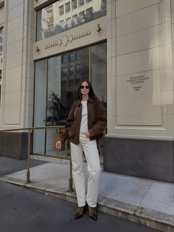 Oversized Brown Suede Utility Jacket