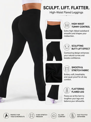 High Waisted Sculpting Flare Yoga Pants