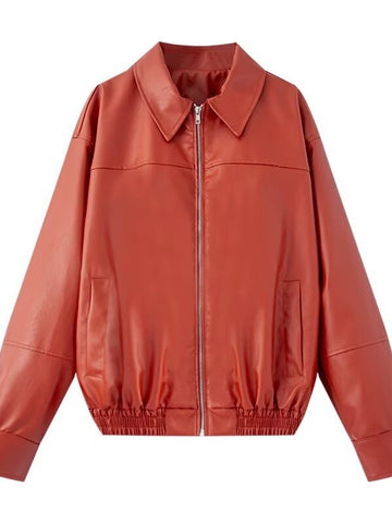 Oversized Vintage Style Faux Leather Jacket