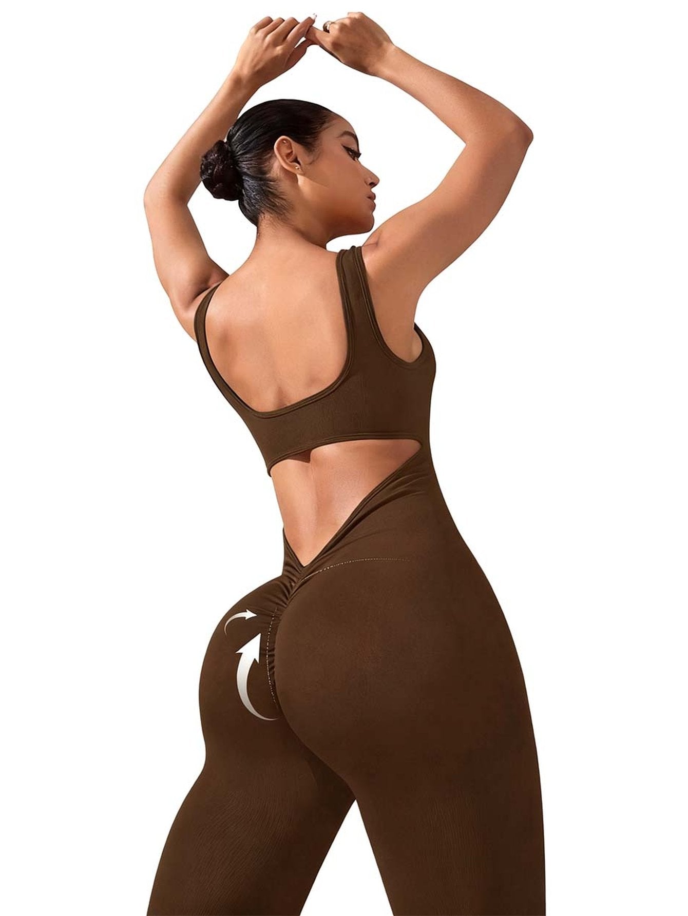 Sculpting Backless Flare Leg Jumpsuit