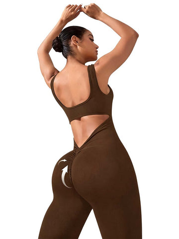 Sculpting Backless Flare Leg Jumpsuit