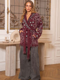 Cozy Star Print Fringe Cardigan