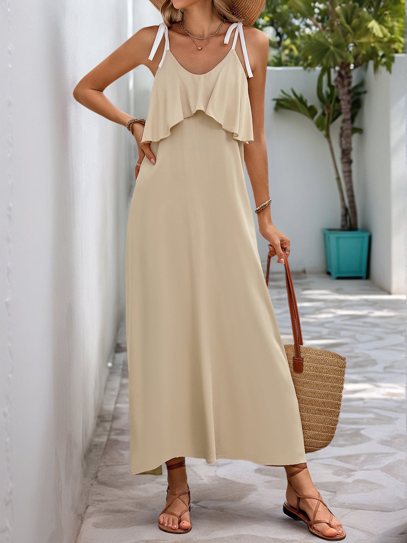 Ruffle U Neck Chic Maxi Dress