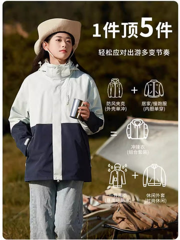 Waterproof 3 In 1 Women Rain Jacket