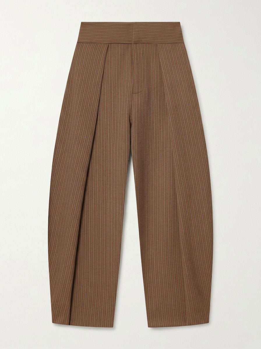 High Waisted Pinstripe Wide Leg Trousers