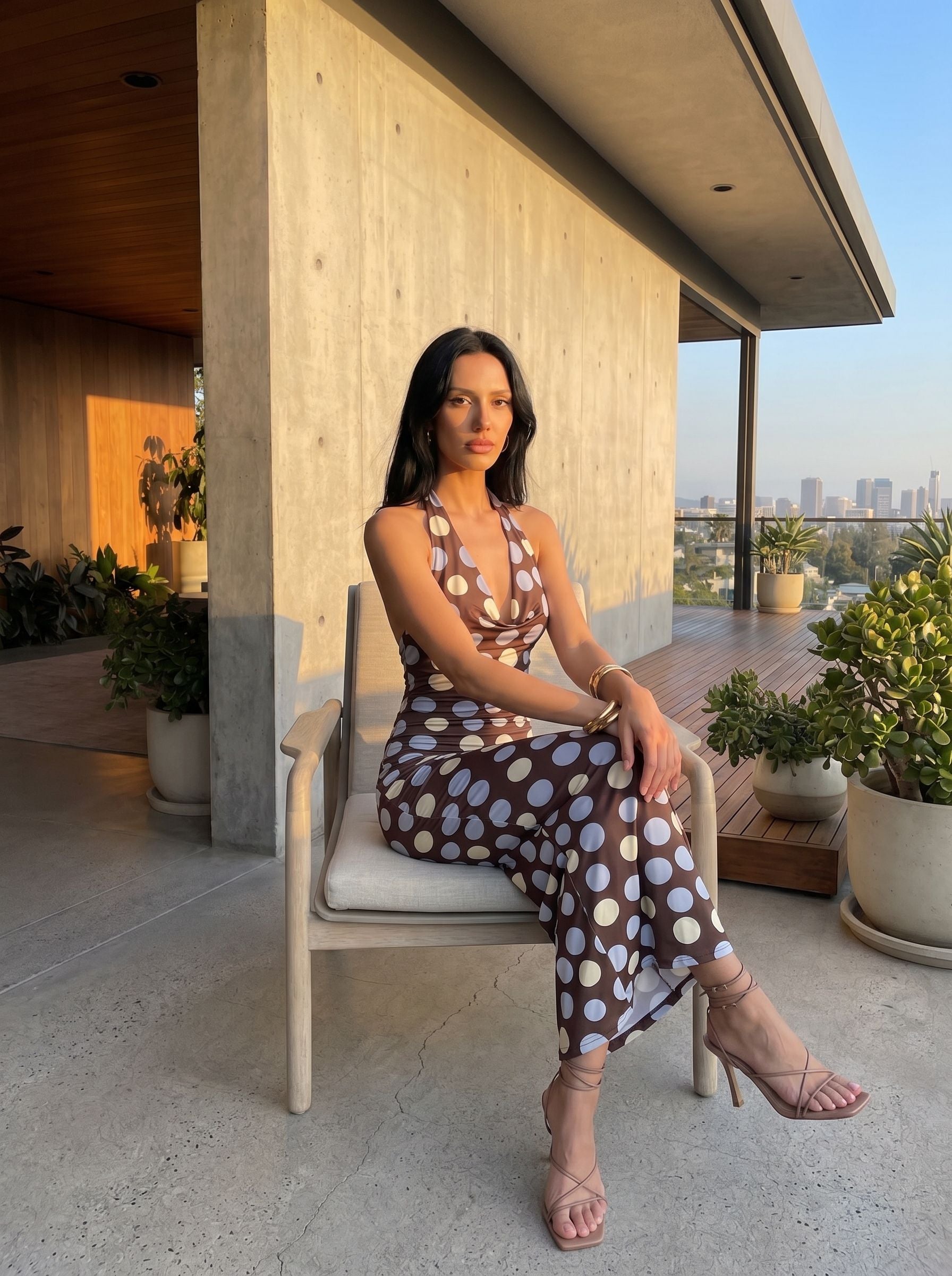 Tinatini Kvinikadze's Polka Dot Print Midi Dress
