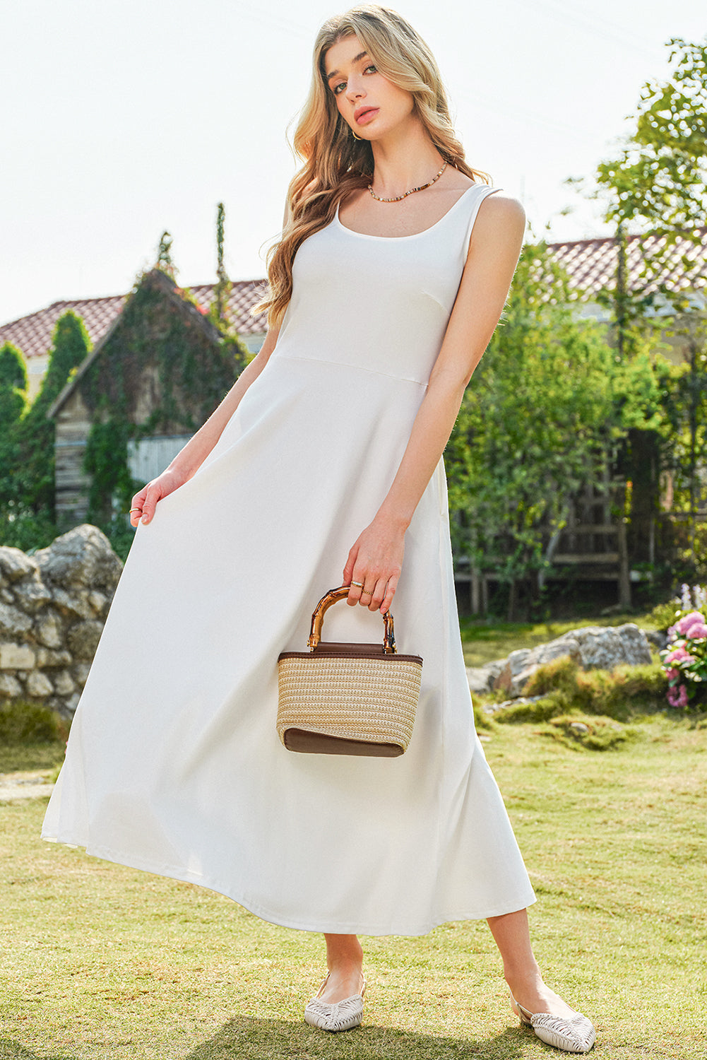 Sleeveless Side Slit Midi Dress
