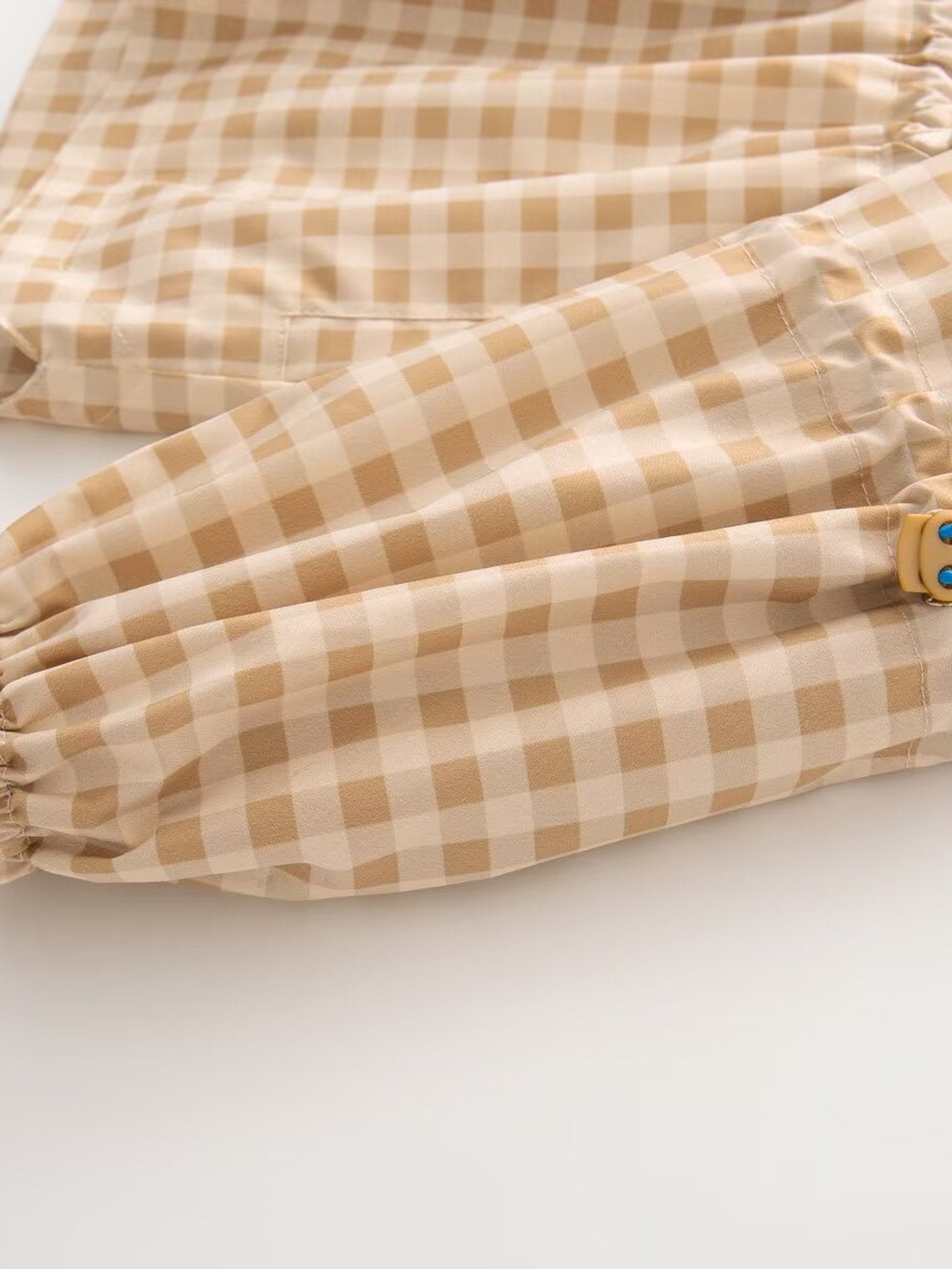 Gingham Drawstring Waist Hooded Jacket