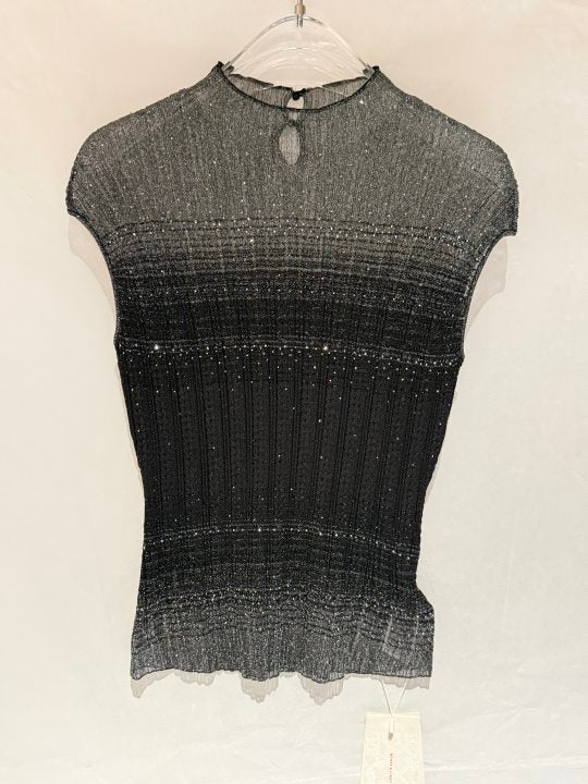 Shimmering Sheer Mock Neck Sweater Tank