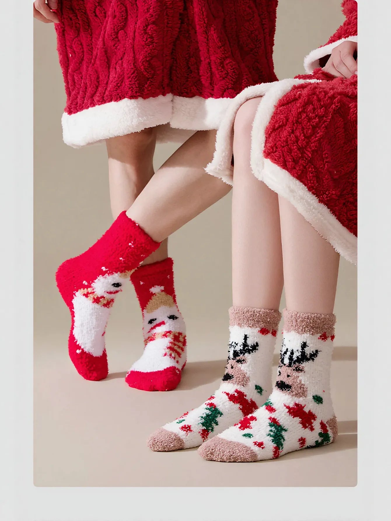 Cozy Plush Christmas Tree Socks