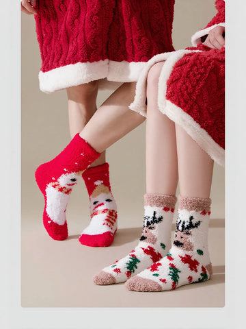 Cozy Plush Christmas Tree Socks