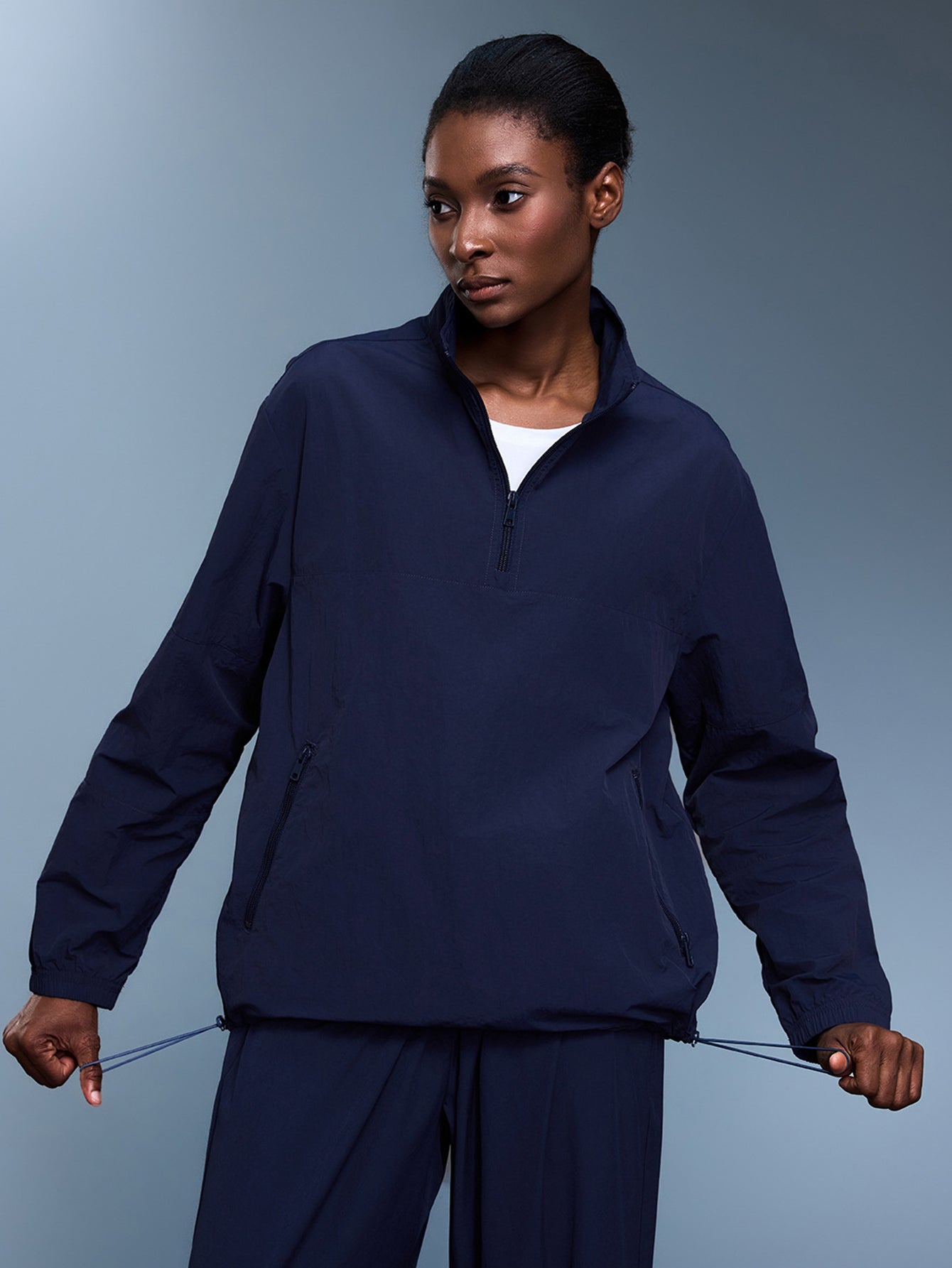 Lightweight Water-Resistant High-Collar Athletic Hoodie-Multicolor