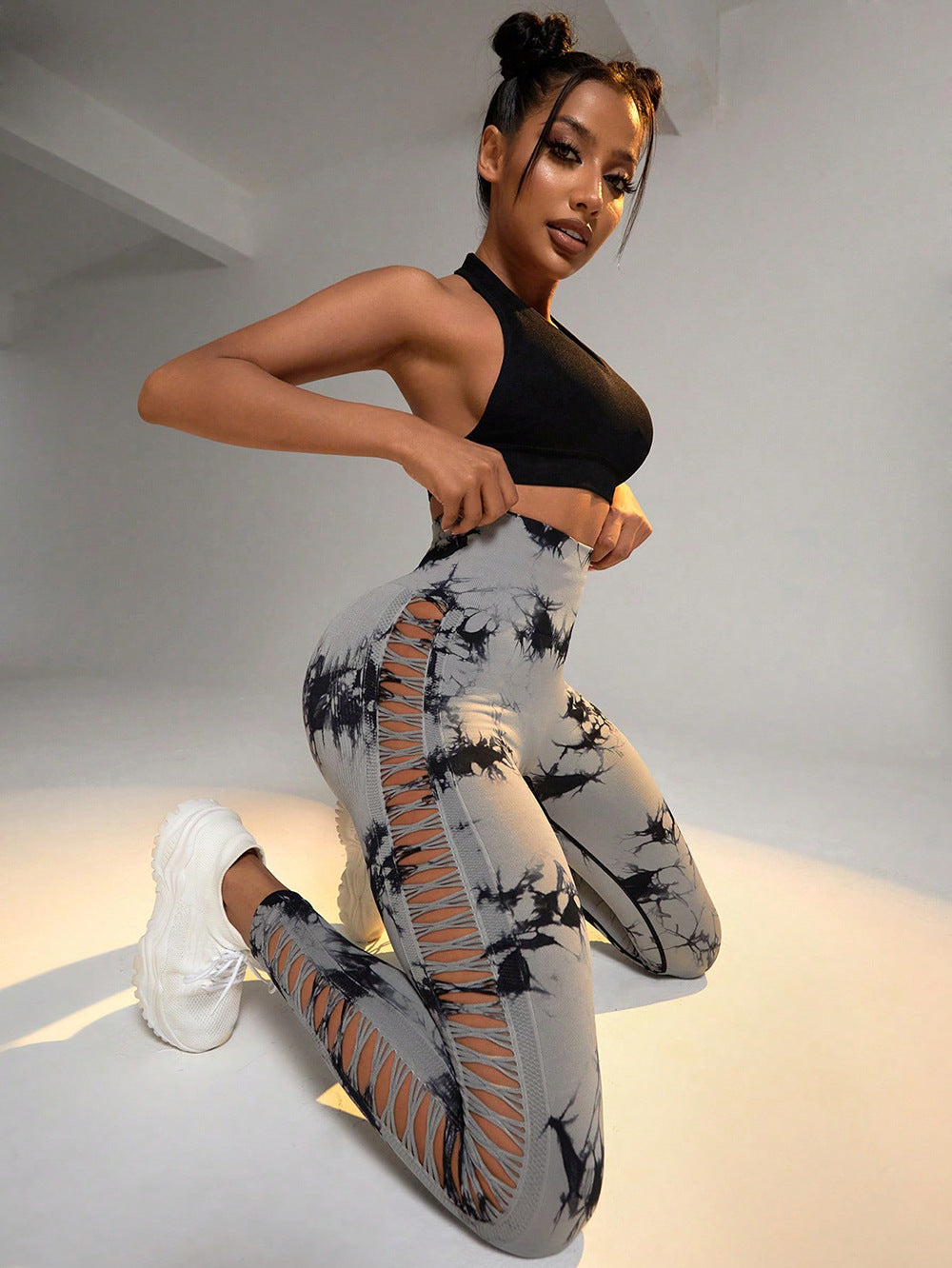 Lace Up Tie Dye Yoga Leggings