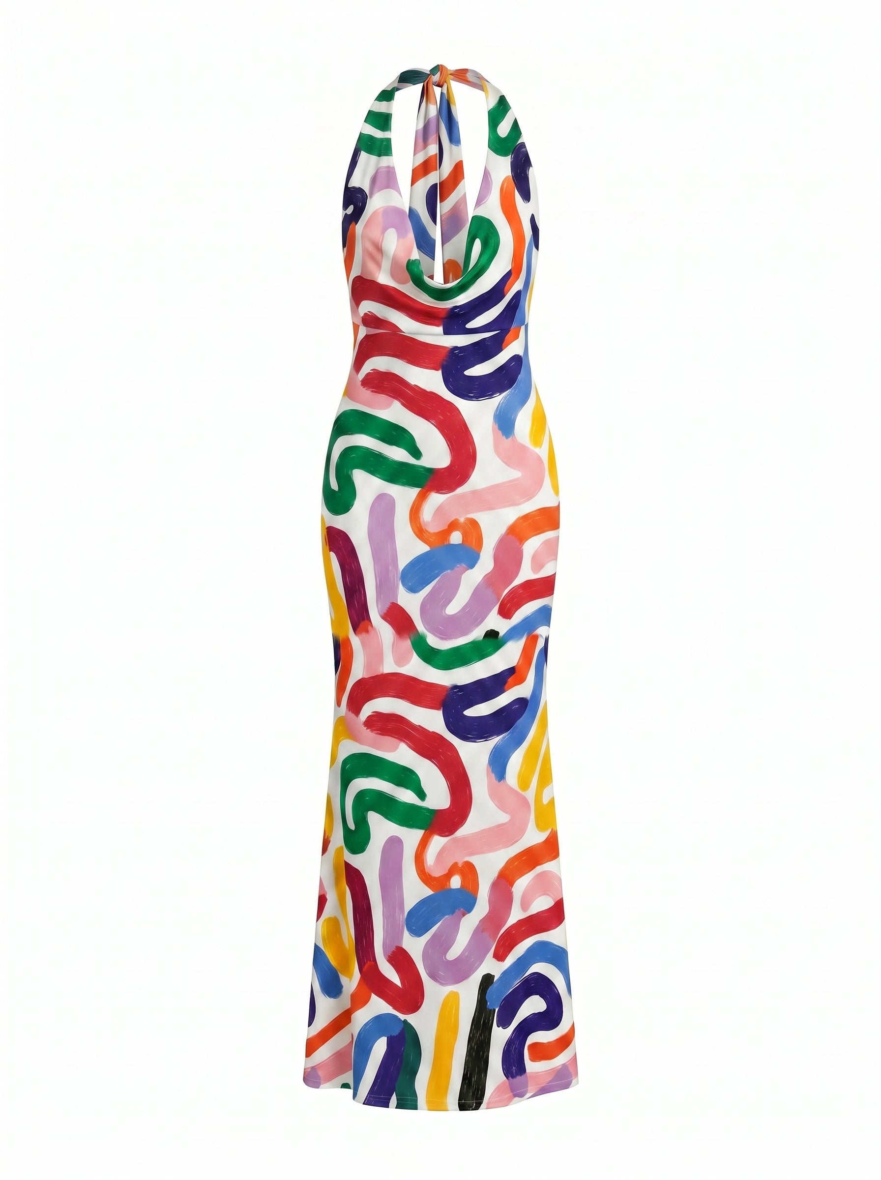 Norah ZHAO's Abstract Swirl Print Midi Dress