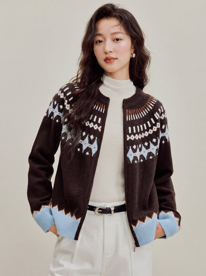Cozy Fair Isle Zip Cardigan