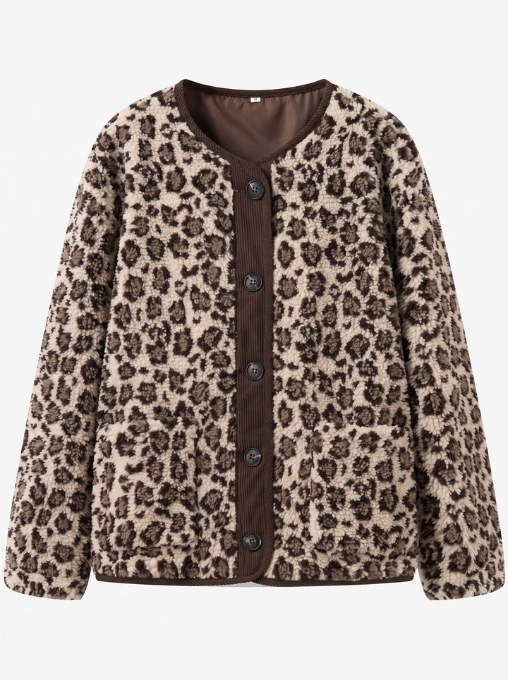 Cozy Leopard Print Fleece Jacket
