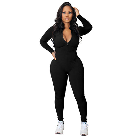 Slim Fit Zip Up Jumpsuit
