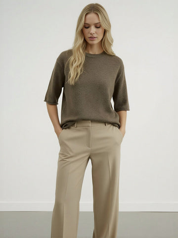 Cozy Relaxed Fit Short Sleeves Casual Sweater