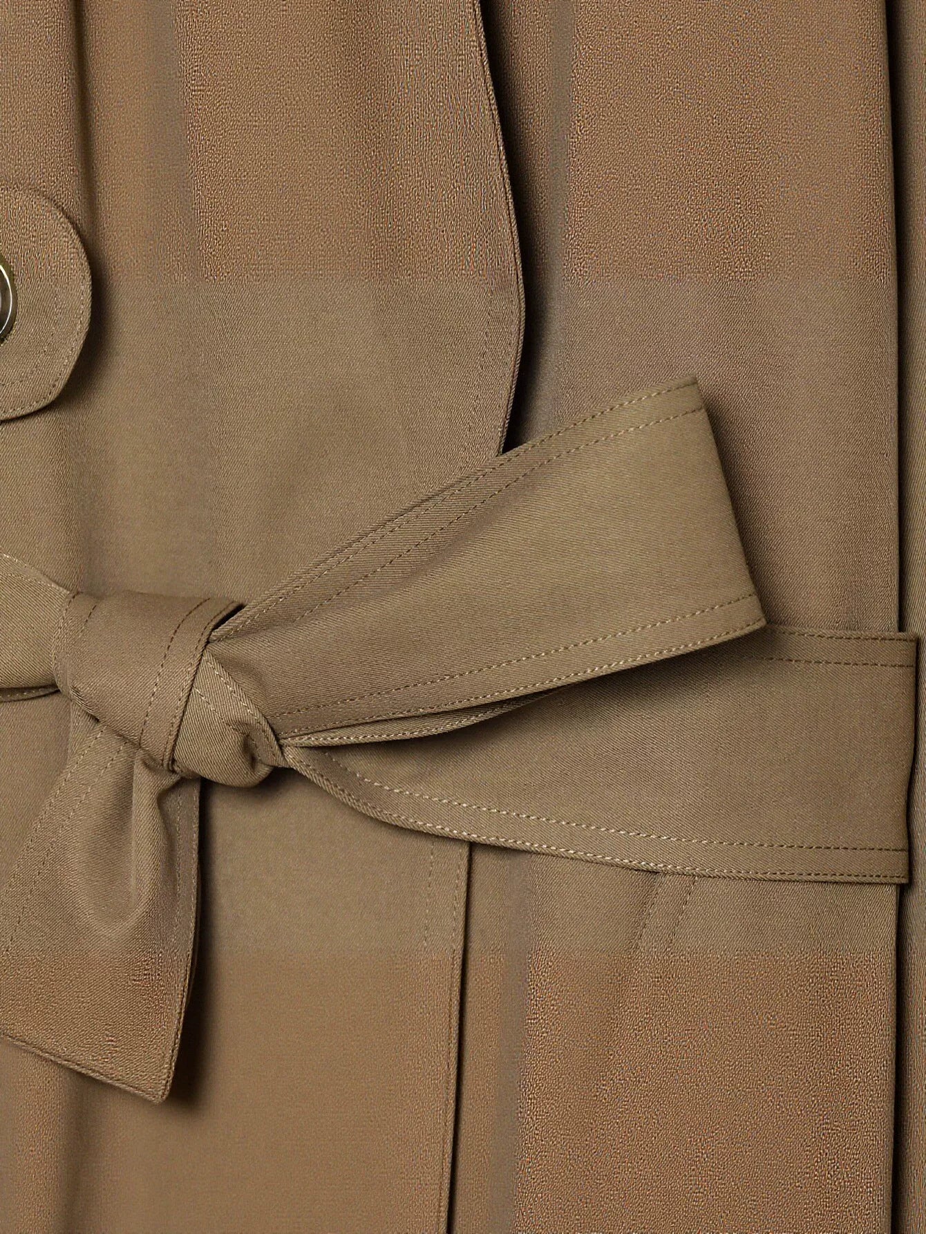 Contrast Collar Belted Trench Jacket