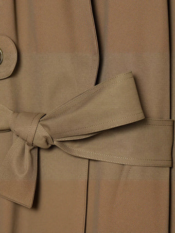 Contrast Collar Belted Trench Jacket