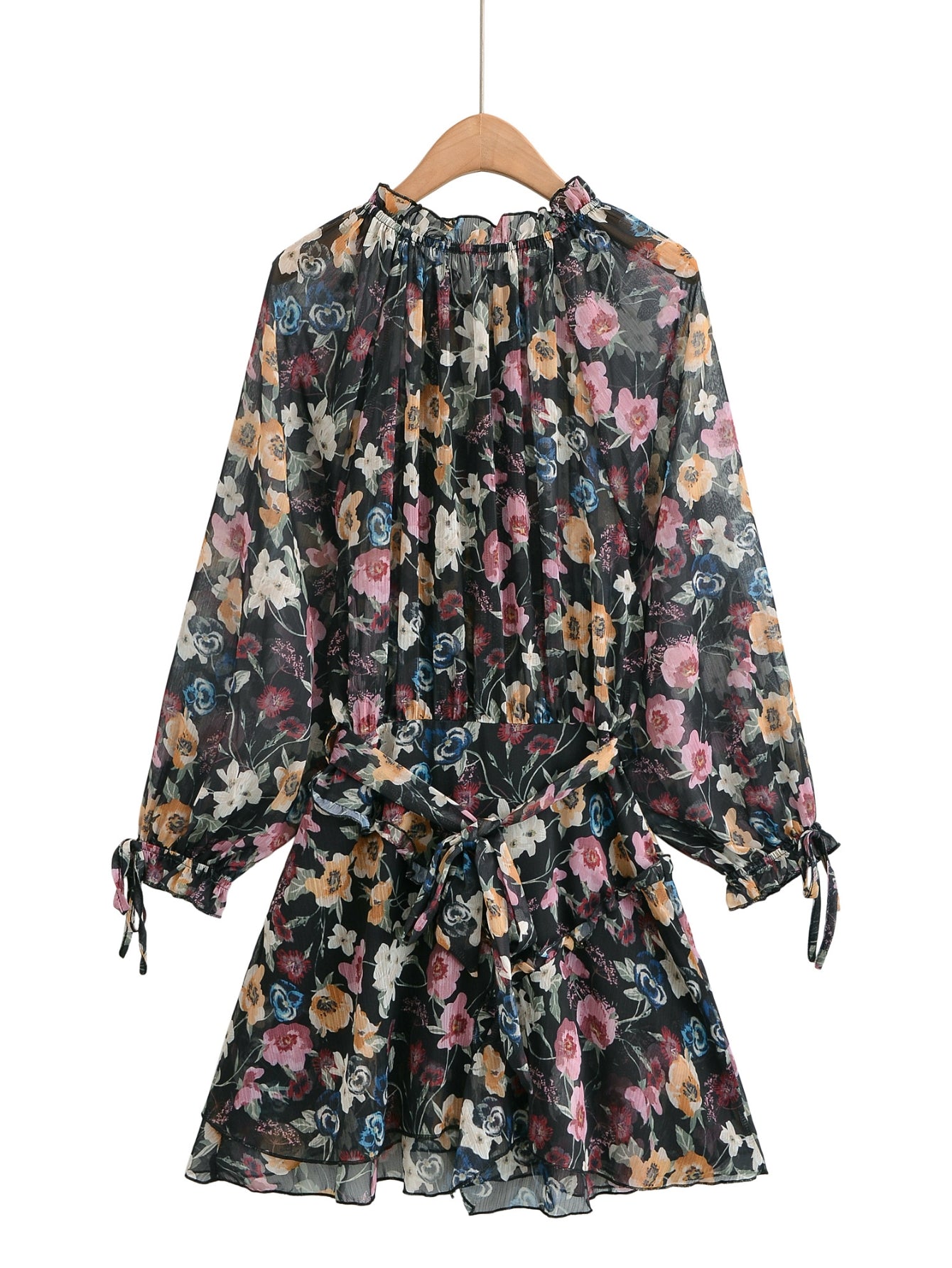 Boho Floral Print Chiffon Dress