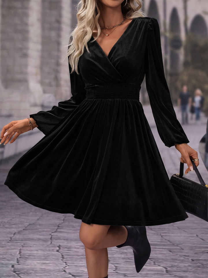 Elegant Velvet Wrap Mini Dress