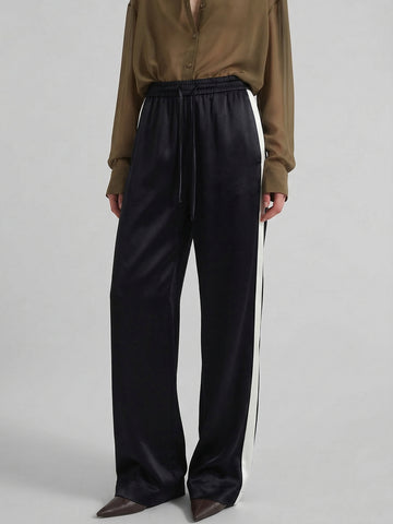 Contrast Drawstring Waist Trousers