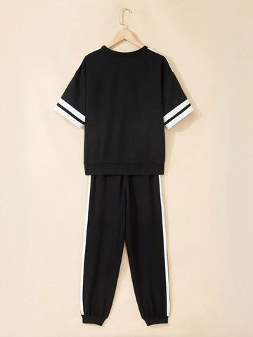 Athletic Striped Casual Pant Set