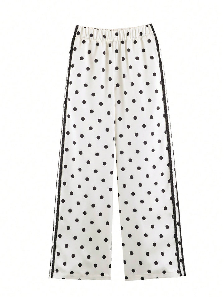 Polka Dot Casual Lounge Pants Set