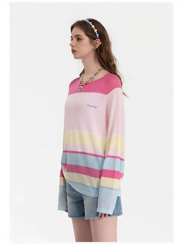 Striped Drawstring Side Knit Sweater