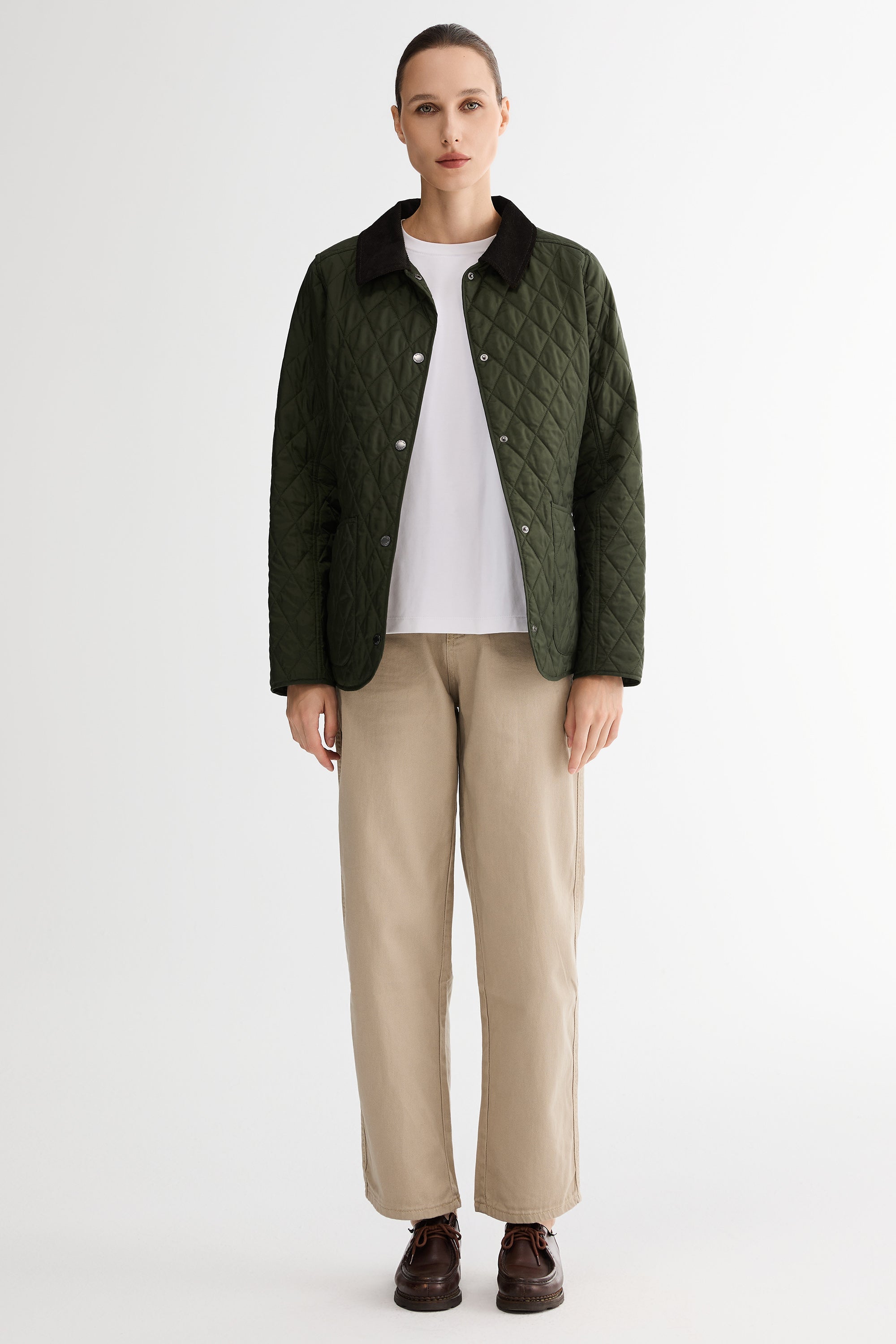 Classic Quilted Corduroy Collar Jacket