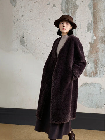 Cozy Double Breasted Faux Fur Coat