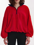Oversized Half Zip Fleece Sweatshirt