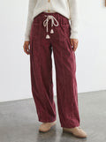Comfy Drawstring Corduroy Wide Leg Pants