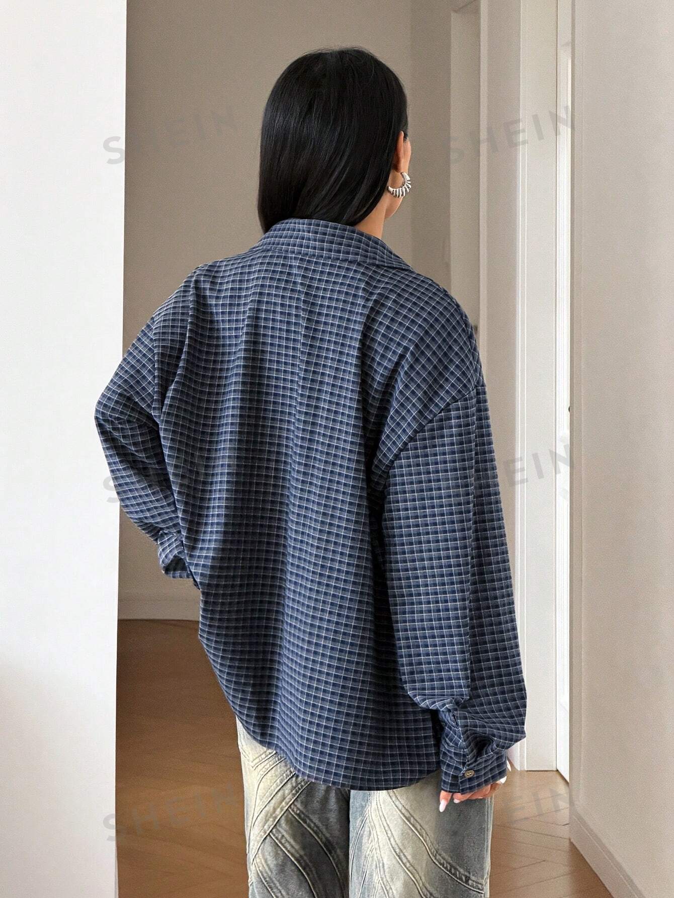 Oversized Plaid Button Down Shirt
