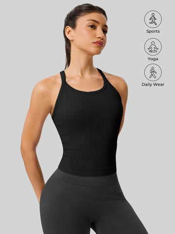 Seamless Ribbed Cutout Yoga Tank