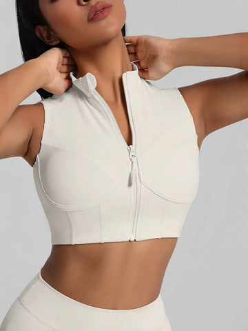 Sculpting Zip Front Athletic Tank Top