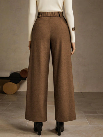 High Waisted Pleated Wide Leg Trousers