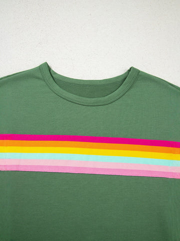 Rainbow Stripe Graphic Short Set