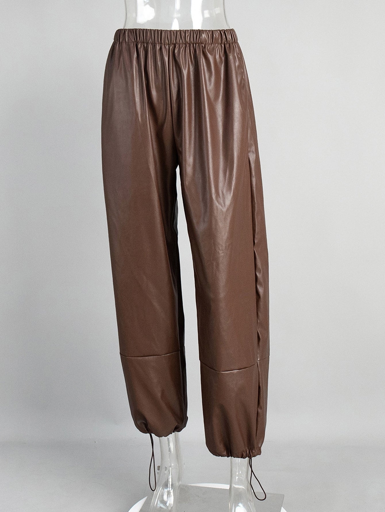 High Waisted Faux Leather Jogger Pants