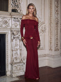 Elegant Off Shoulder Ruched Maxi Dress