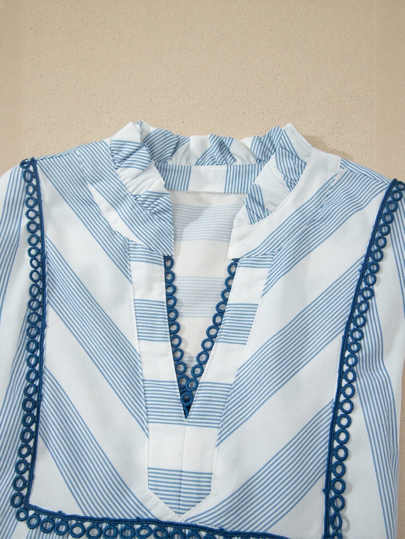 Ruffled Striped V Neck Midi Dress