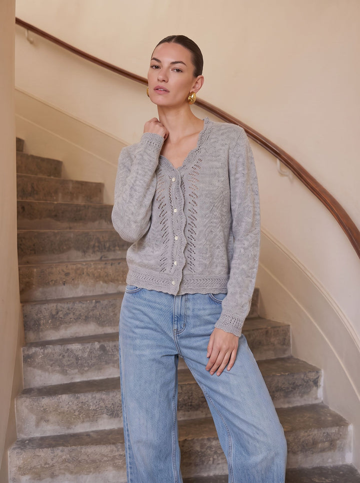 Crochet Trim Button Down Cardigan