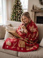 Cozy Festive Knit Christmas Throw Blanket