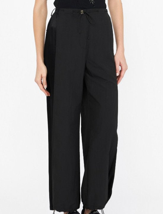 Relaxed Drawstring Wide Leg Pants