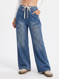 Drawstring Cargo Wide Leg Jeans