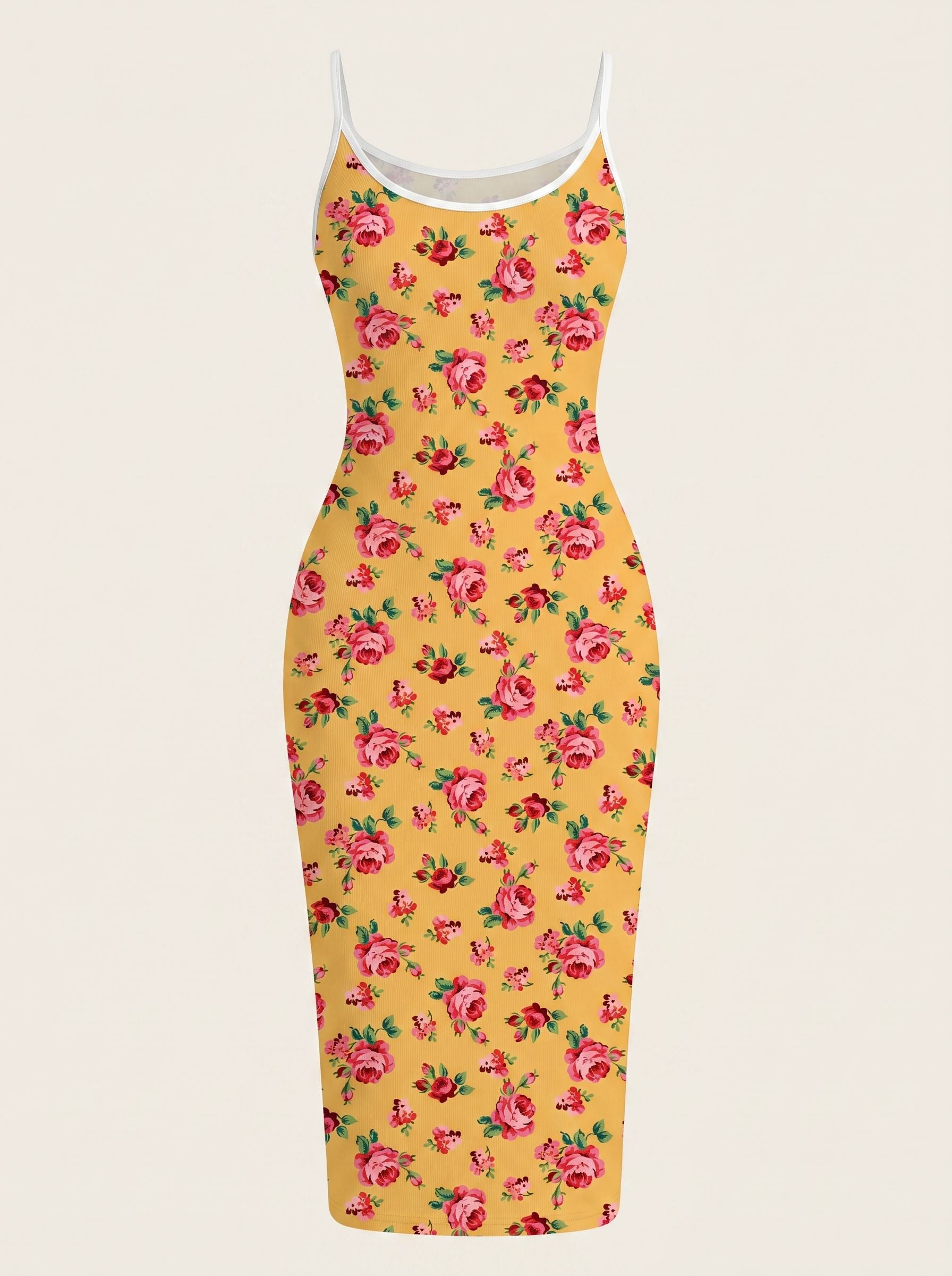 CAPRI Floral Print Sleeveless Bodycon Midi Dress