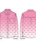 Cute Pink Heart Print Button Shirt