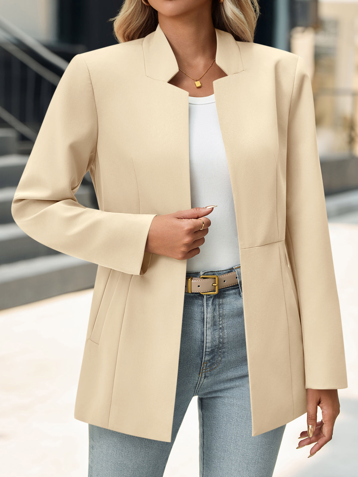 Tailored Slim Fit Open Blazer